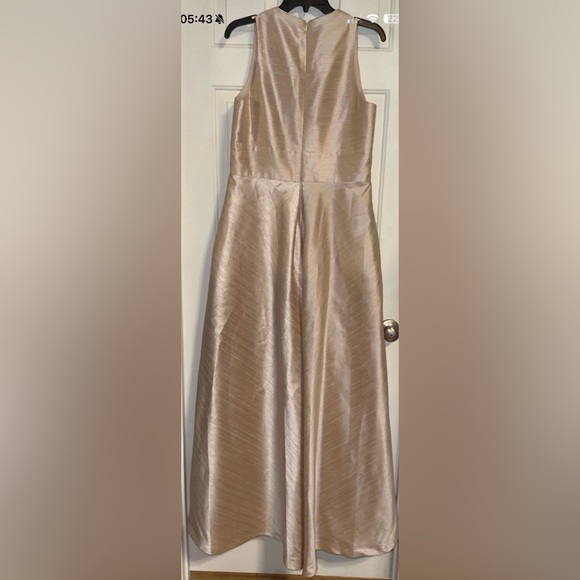 Alfred Sung Dupioni V-neck Evening Gown Blush/Pastel Pink Size 12. EUC. Pockets - Picture 4 of 12